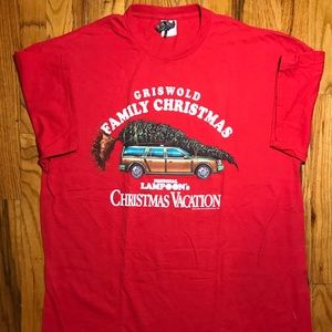 VTG 90s Christmas Vacation Griswold Car TShirt Red